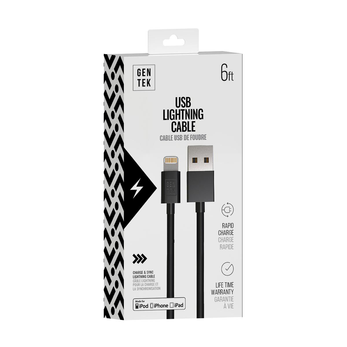 Gentek USB Lightning Cable, 6 ft.