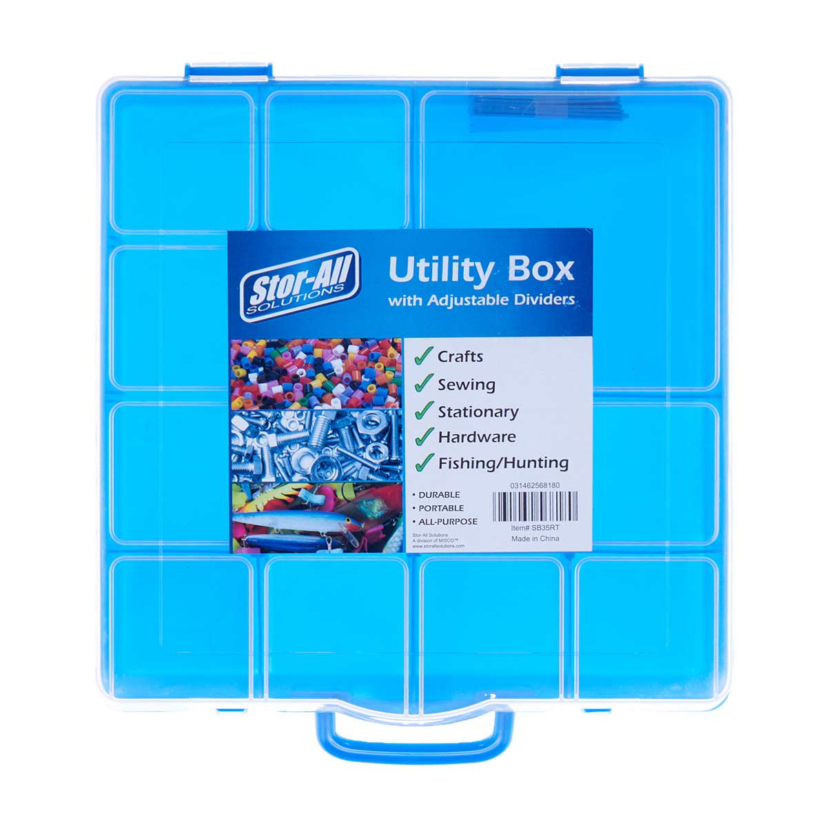 Plastic Compartment Box with Adjustable Dividers Craft Tackle Box