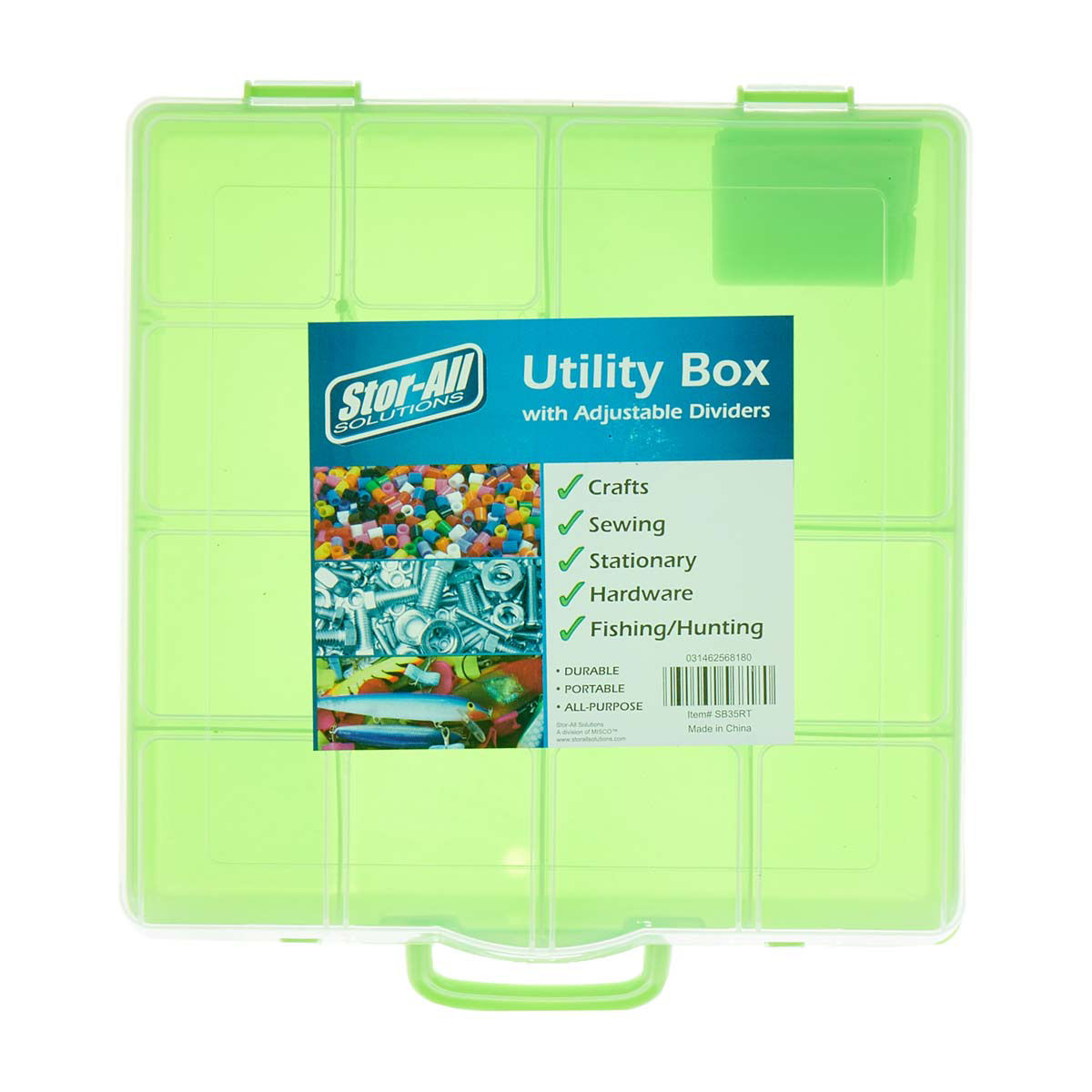 Utility and Craft Storage Box with Adjustable Dividers