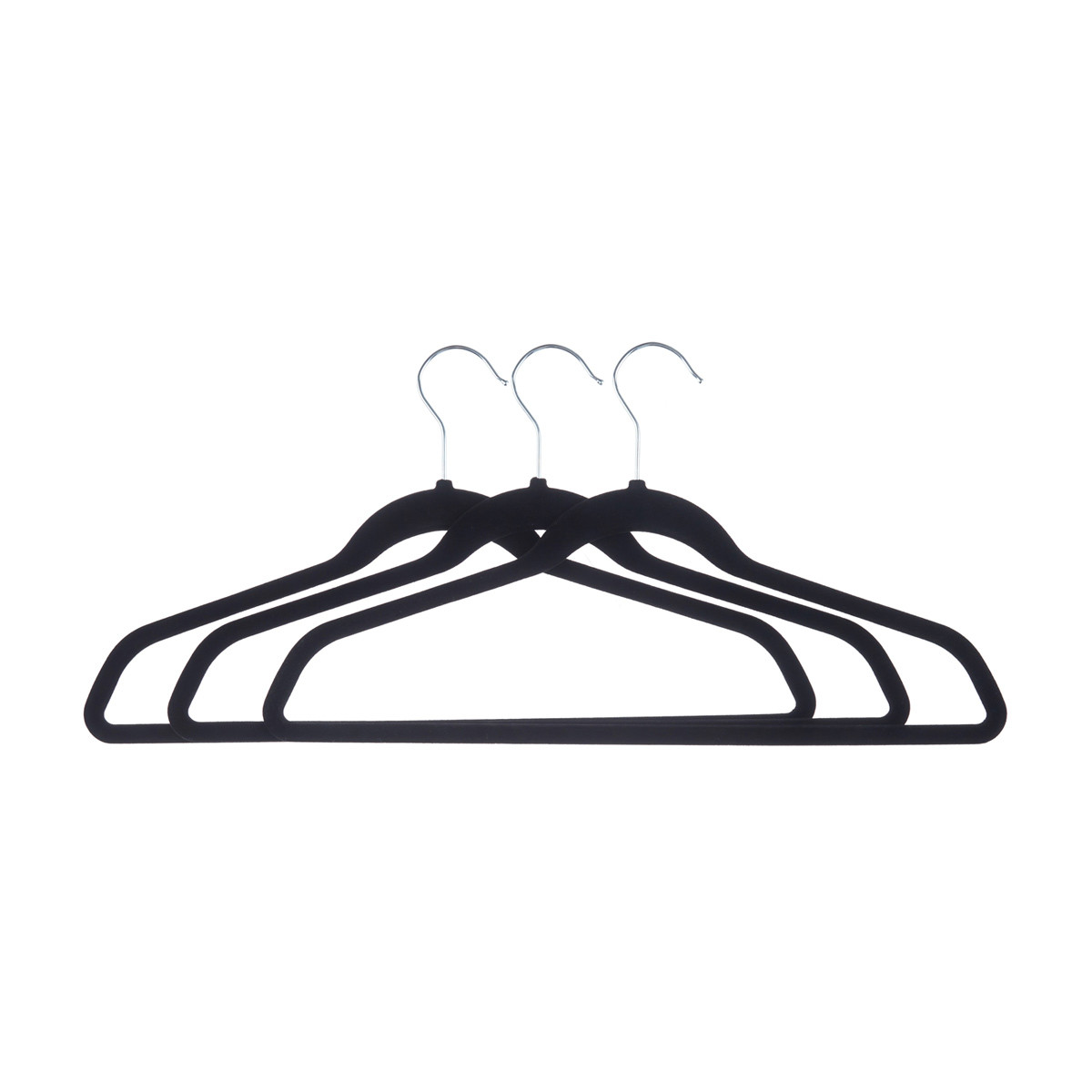 Black Velvet Flocked Hangers, 3 Pack