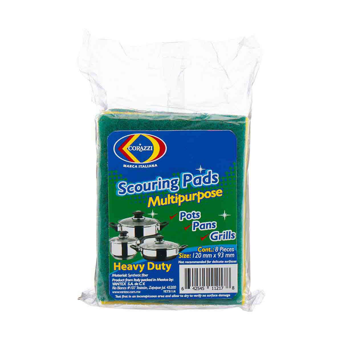 Corazzi Heavy Duty Scouring Pads, Pack of 8