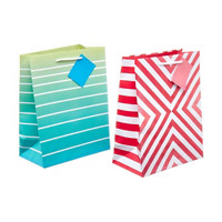 Medium Stripe Print Gift Bags, 2 Pack