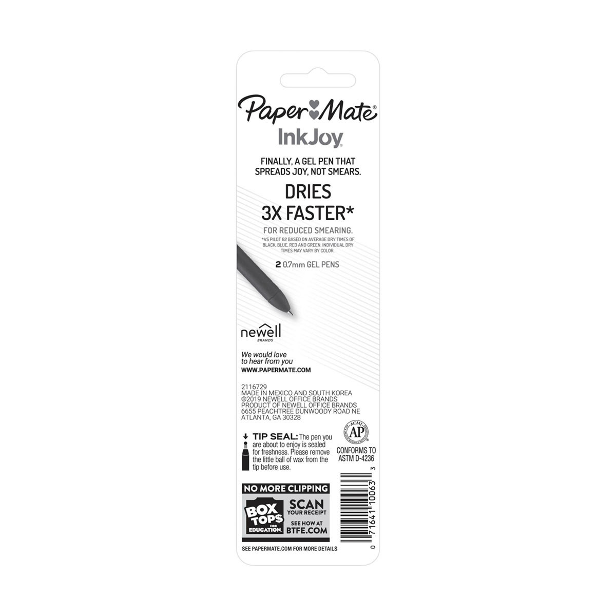 PaperMate InkJoy Gel Pen 0.7MM, 2 Count, Black