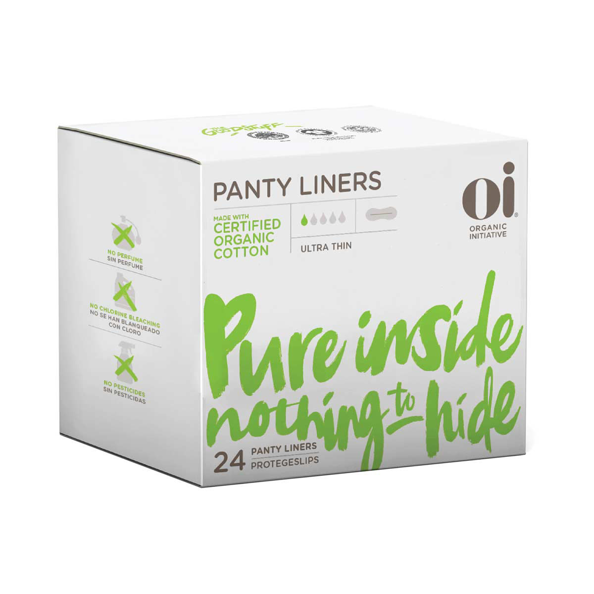 Oi Organic Cotton Ultra Thin Panty Liners, 24 Count