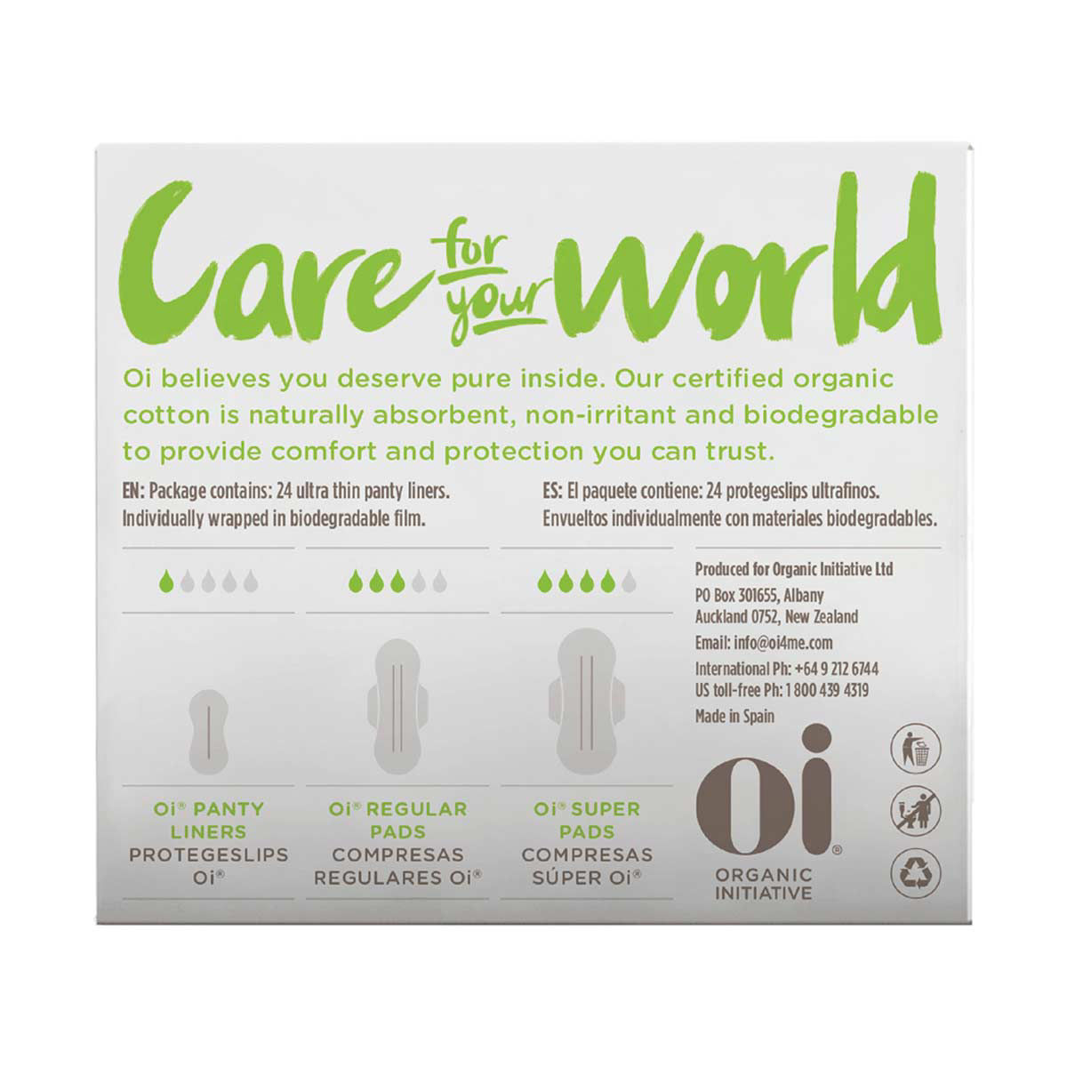 Oi Organic Cotton Ultra Thin Panty Liners, 24 Count