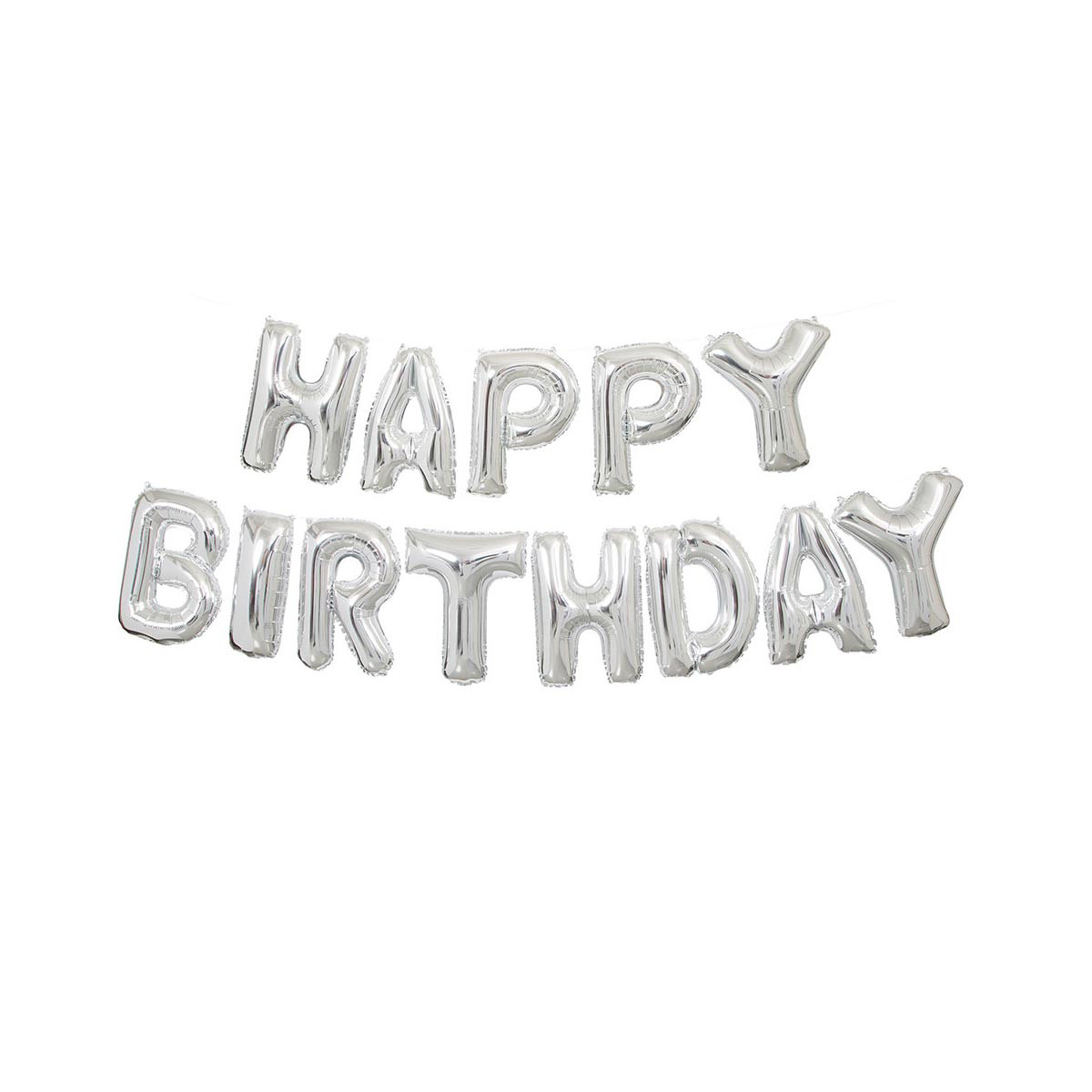 Foil Silver Happy Birthday Letter Balloon Banner Kit