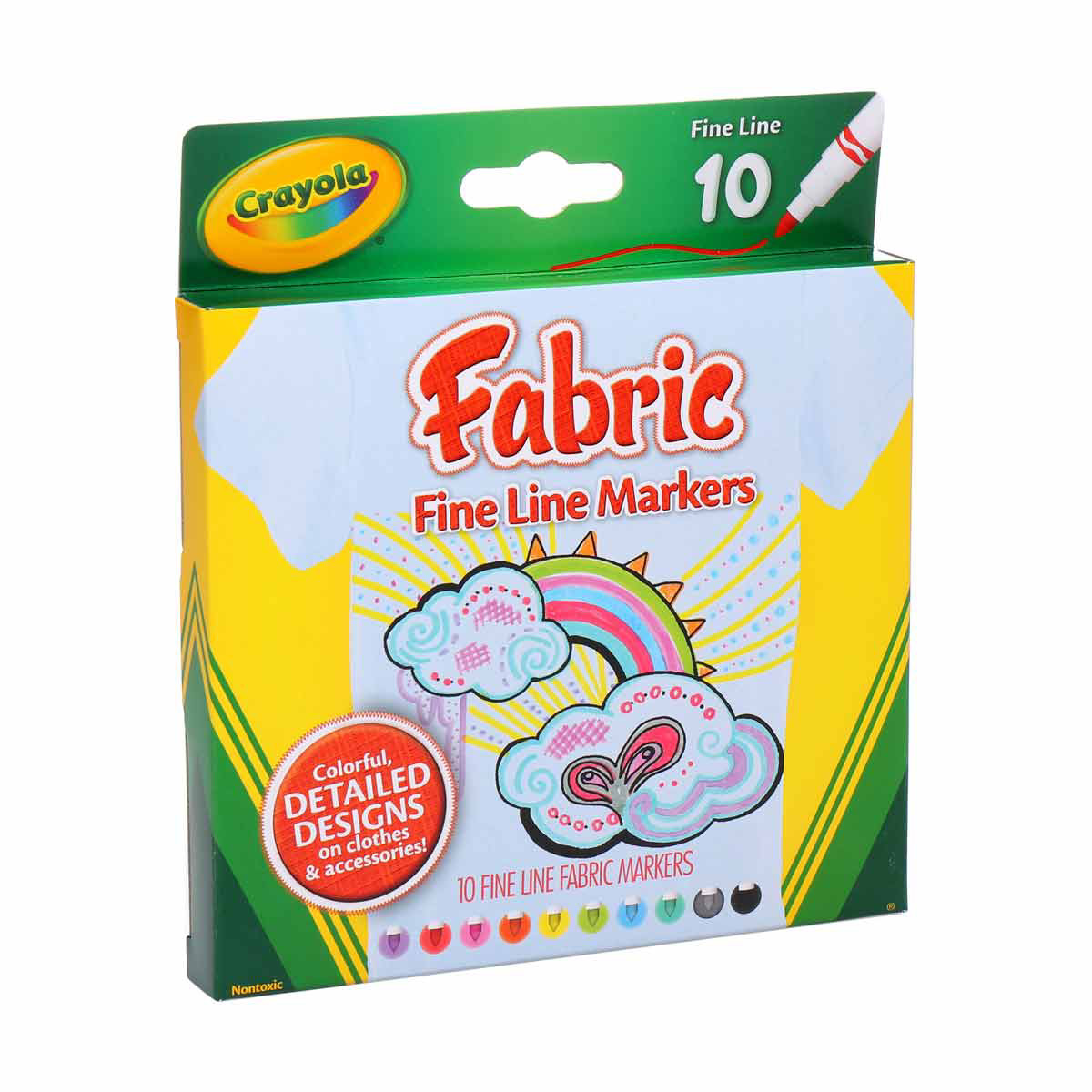 Crayola Fine Line Fabric Markers, 10 Count