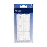 Helping Hands Mini Hooks, White, 6 Count