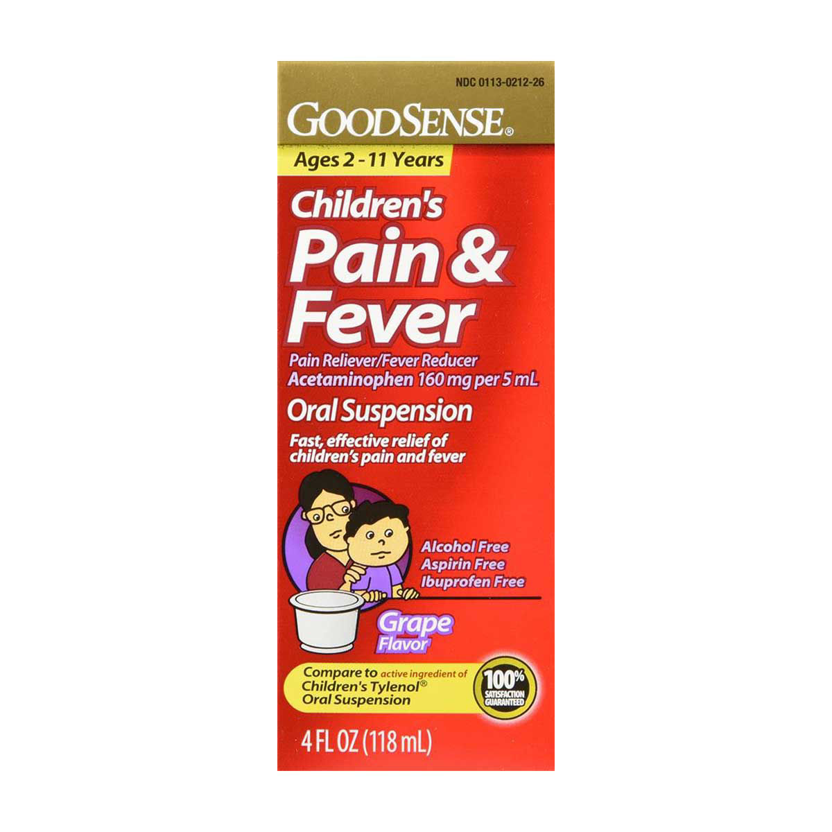 GoodSense Child Pain Relief Oral Suspension Liquid, Grape, 4 fl. oz.
