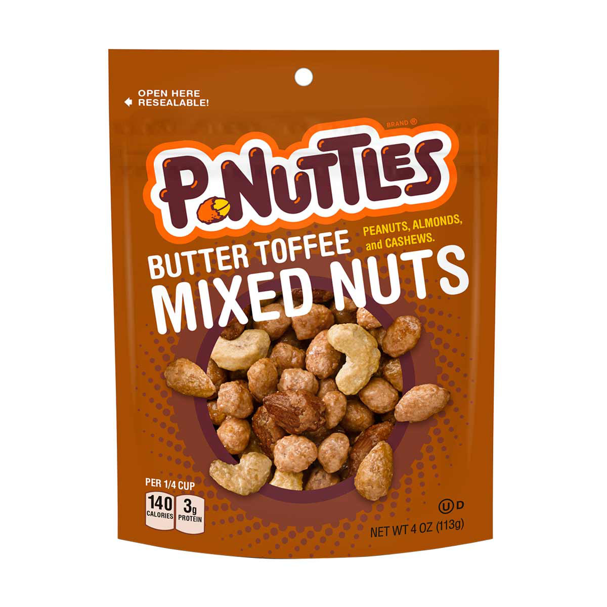 P-Nuttles Butter Toffee Mixed Nuts Snack, 4 oz.
