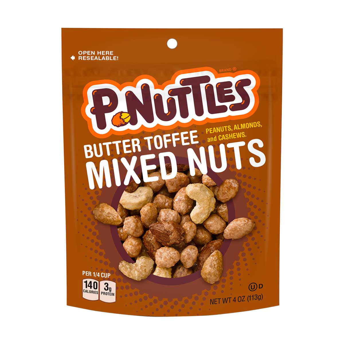PNuttles Butter Toffee Mixed Nuts Snack, 4 oz.