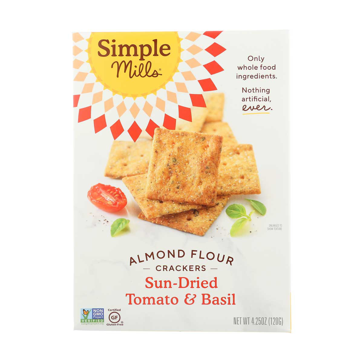 Simple Mills Sun-Dried Tomato & Basil Almond Flour Crackers, 4.25 oz.