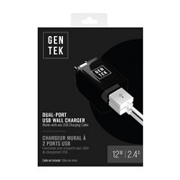 GENTEK Black Dual-Port USB Wall Charger
