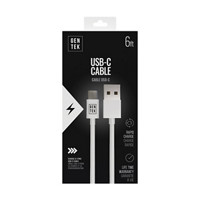 GENTEK White High Speed Type C Charging Cable, 6 ft.