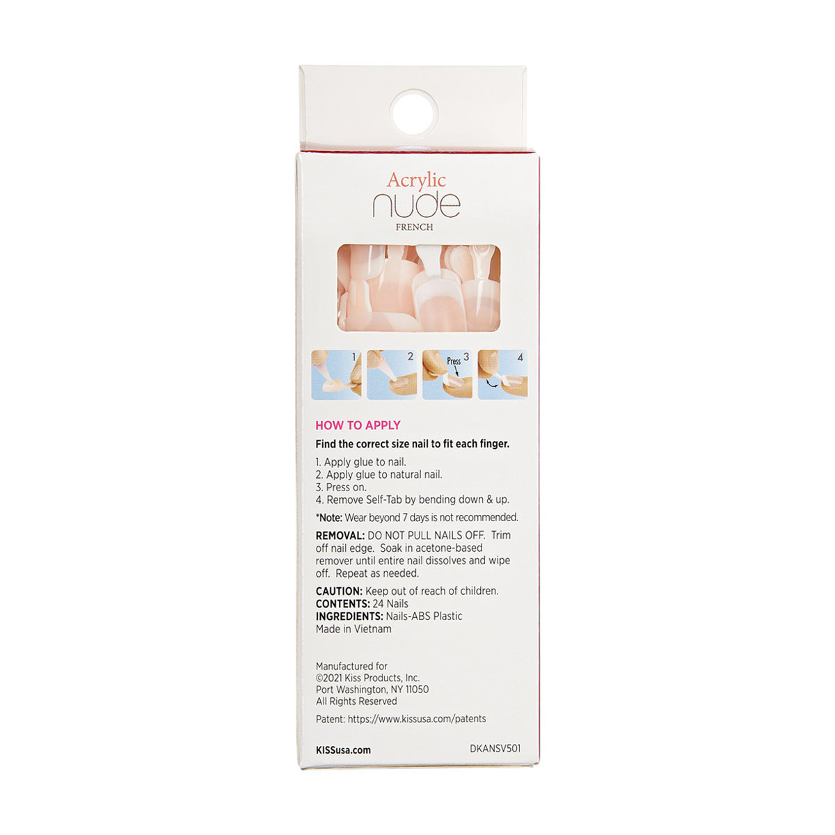 KISS Salon Acrylic Nude French Manicure Natural Ultra-Smooth Fake Nails