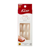 KISS Salon Acrylic Nude French Manicure Natural Ultra-Smooth Fake Nails - 24 Pieces
