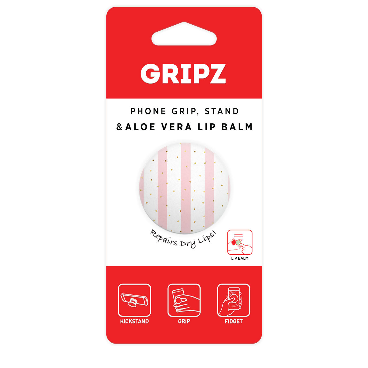 Gripz Universal Phone Grip & Kickstand with Lip Balm