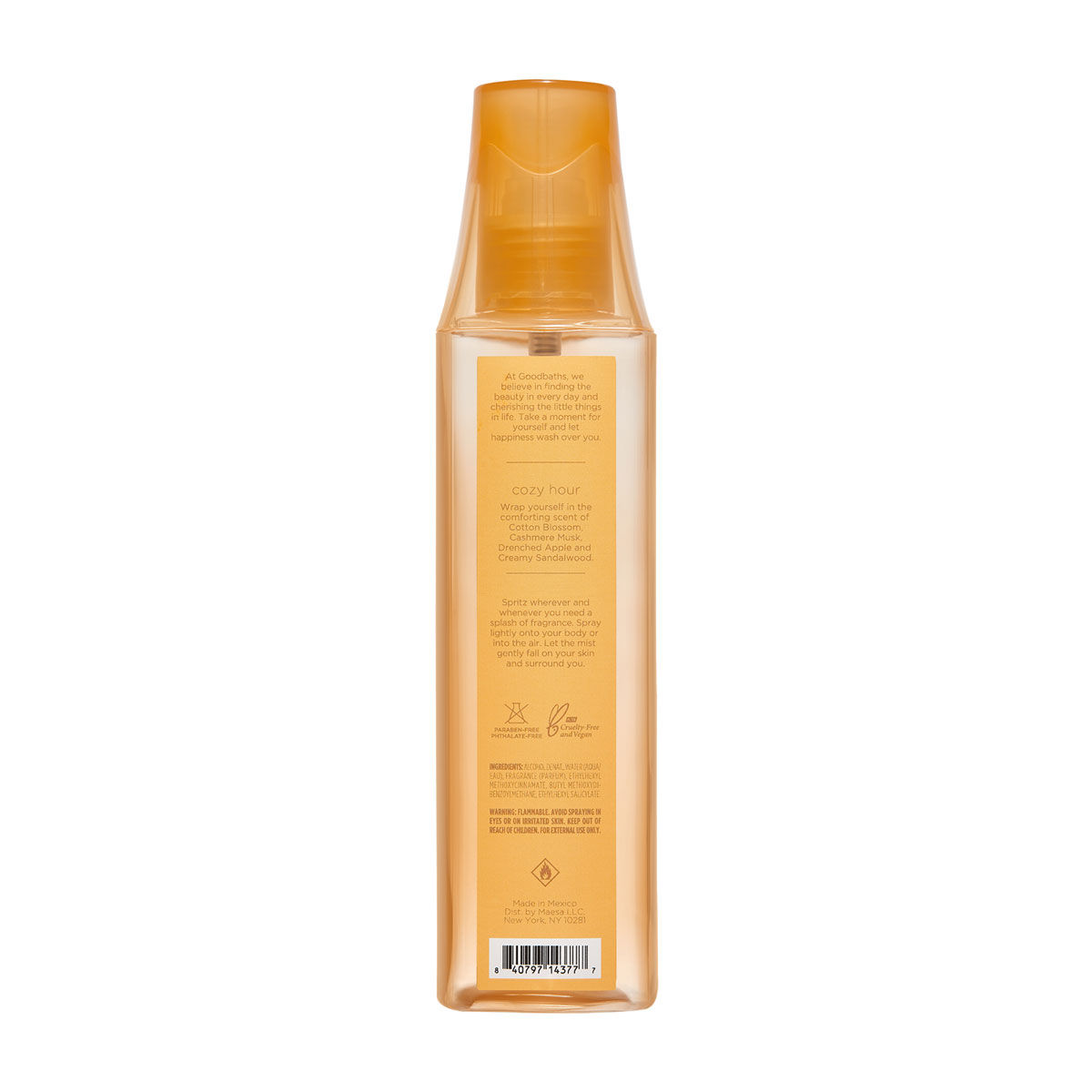 Goodbaths Fine Fragrance Mist, Cozy Hour, 8oz.