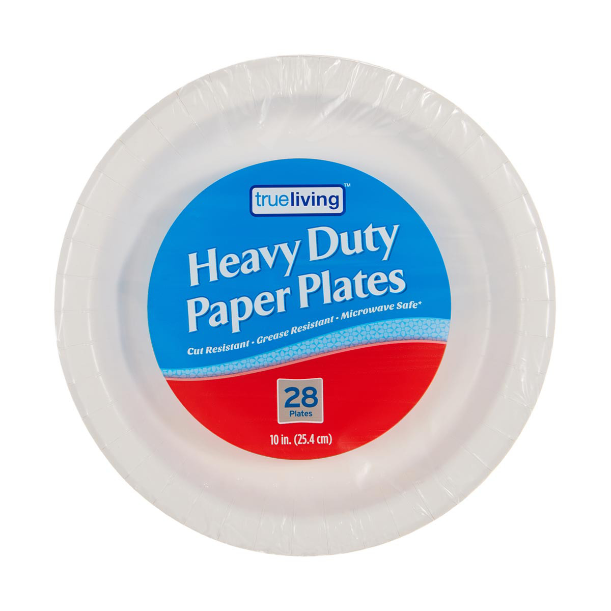 Trueliving Heavy Duty White Paper Plates, 10 in, 28 Count