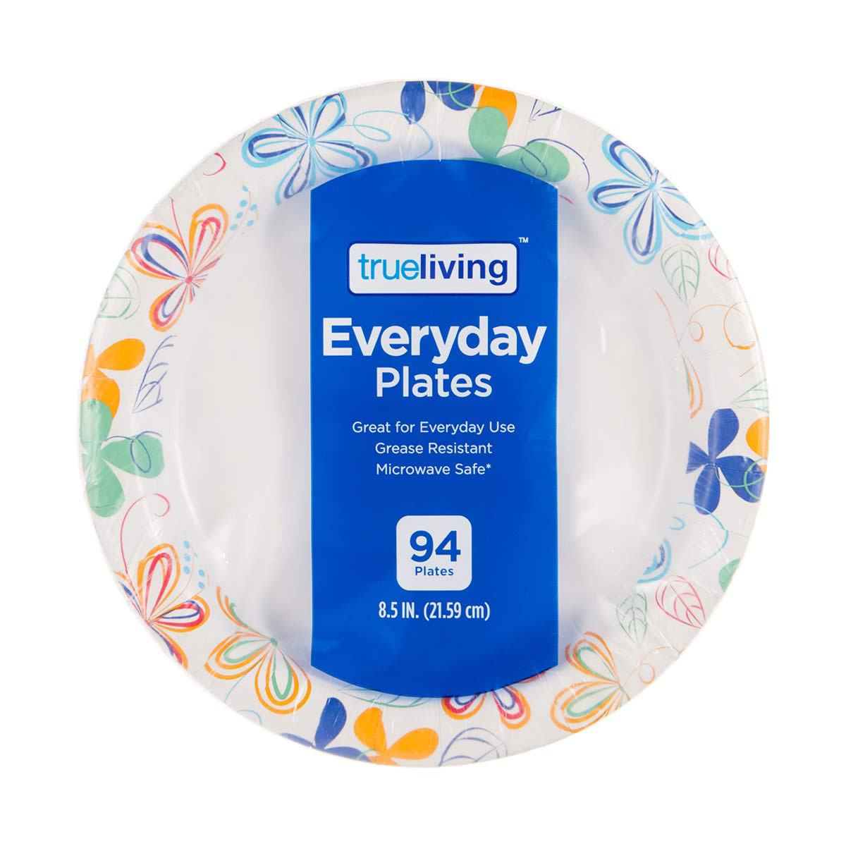 True Living Everyday Paper Plates, 8.5 in, 94 plates