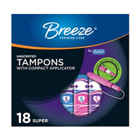 Rexall Breeze Tampons with Compact Applicator, Unscented Super, 18 ct