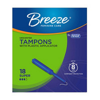 Breeze Unscented Tampons, Super Plus, 18 ct