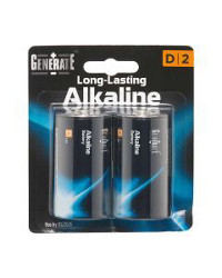 Generate D Long-Lasting Alkaline Battery, 2 ct