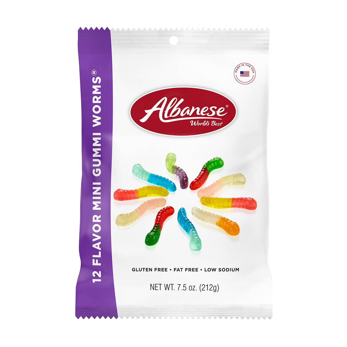 Albanese World's Best 12 Flavor Mini Gummi Worms, 7.5 oz