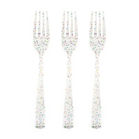 321 Party! Rainbow Glitter Plastic Forks, 18 Count