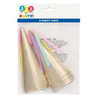 321 Party! Gold Unicorn Horn Party Hats, 8ct
