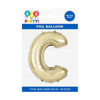 Golden Foil Letter 'C' Balloon, 14 Inches