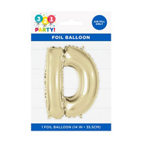Golden Foil Letter 'D' Balloon, 14 Inches