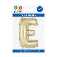 Golden Foil Letter 'E' Balloon, 14 Inches