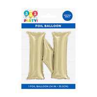 Golden Foil Letter 'N' Balloon, 14 Inches