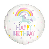 18-in. Foil Rainbow & Unicorn Birthday Balloon