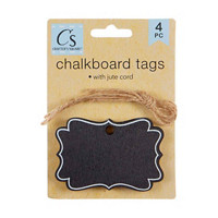 Crafter's Square Chalkboard Tags with Jute Cord, 4