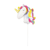 9-in. Foil Pastel Unicorn Balloon with Stick