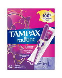 Tampax Radiant Tampons Light Absorbency, Unscented, 14 ct