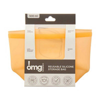 Orange Reusable Silicone Zip-Top Bag, Medium