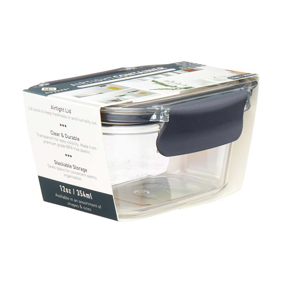 Gourmet Kitchen Airtight Food Container with Gray Lid, 12 oz.