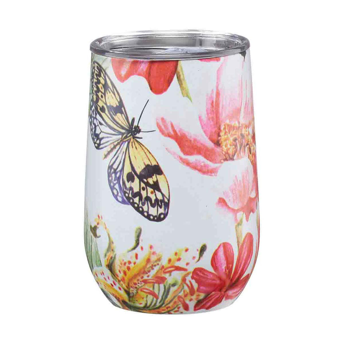 22oz Double Wall Stainless Steel Outer and PP Inner Straw Tumbler  Butterflies - Room Essentials™