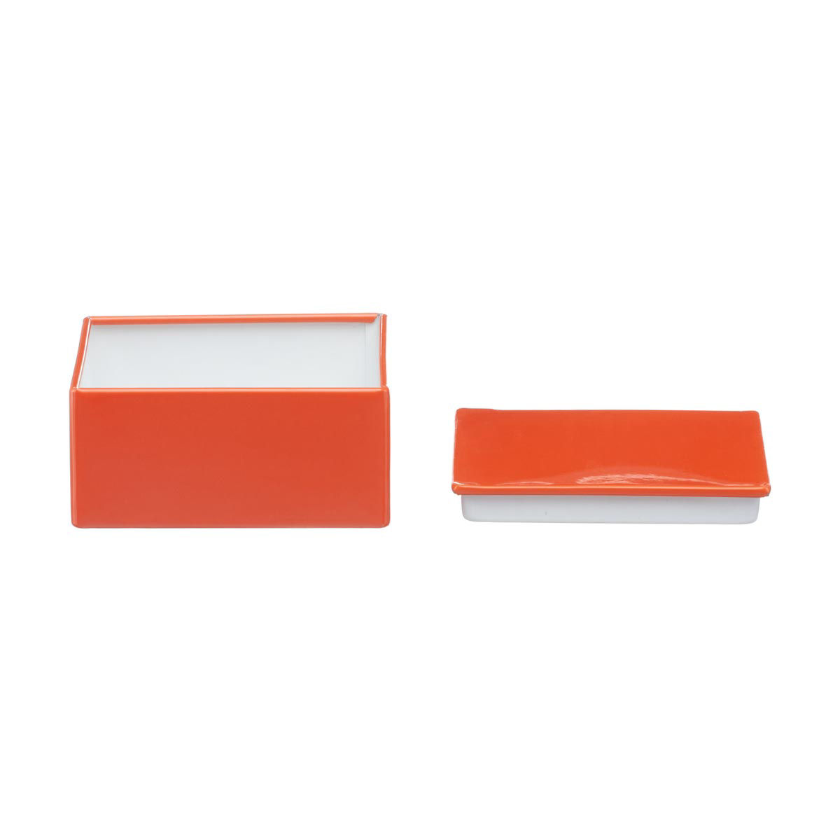Square Orange and White Mini Metal Storage Box