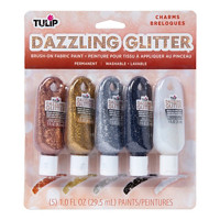 Tulip Dazzling Glitter Brush-On Fabric Paint Metallic, 5 Pack