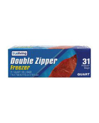 True Living Quart Double Zipper Freezer Bag, 31 ct