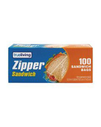 Trueliving Zipper Sandwich Bags, 100 Count