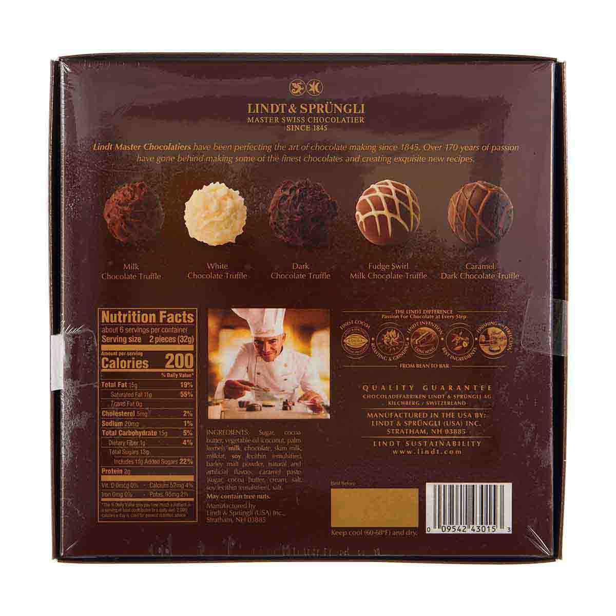 Lindt Gourmet Chocolate Truffles Gift Box, 6.8 oz.