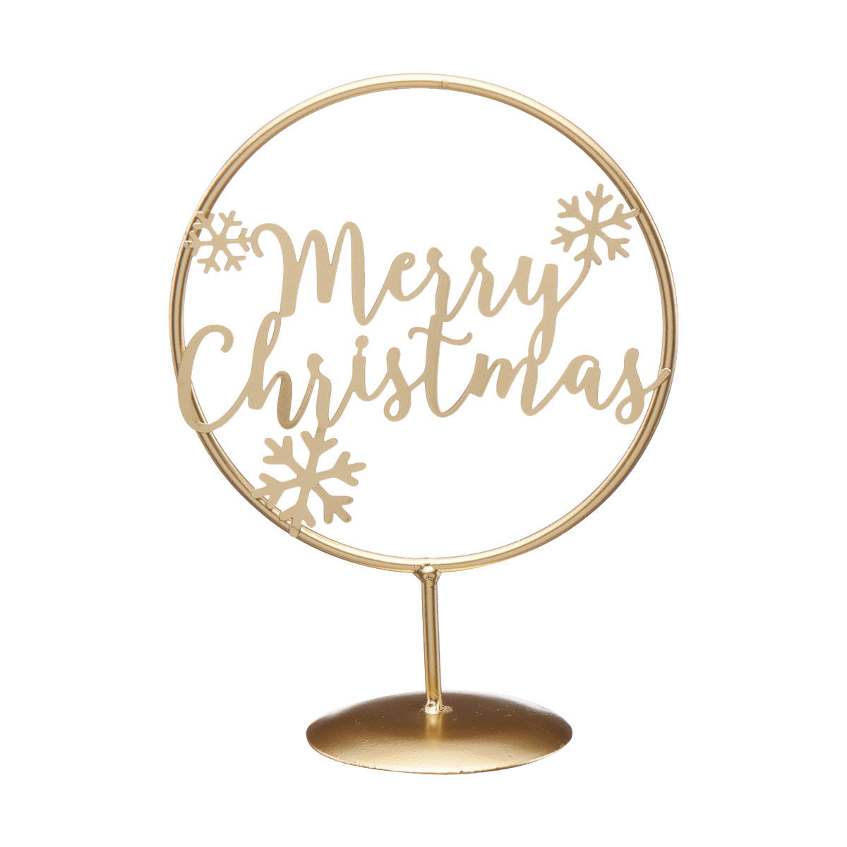 Merry Christmas Gold Metal Tabletop Sign Decor