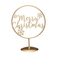 Merry Christmas Gold Metal Tabletop Sign Decor