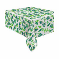 Plastic Tropical Leaves Summer Tablecloth, 84 x 54 in.