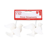 Holiday Style Glittery White Dove Ornaments, 2 Count